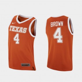 Texas Longhorns Greg Brown 2020-21 Replica College Basketball Orange Jersey