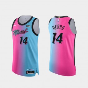 Tyler Herro Miami Heat 2020-21 Viceversa Authentic City Edition Blue Pink Jersey