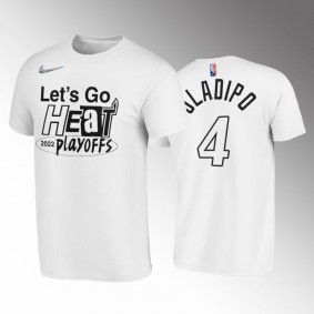 Victor Oladipo Miami Heat 2022 NBA Playoffs White #4 T-Shirt Lets Go