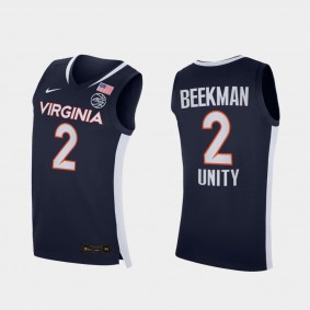 Virginia Cavaliers Reece Beekman 2021 Unity Road Secondary Logo Navy Jersey