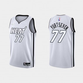 Heat Omer Yurtseven White Hot 2022 NBA Playoffs Jersey White