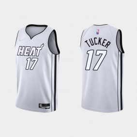 Heat P.J. Tucker White Hot 2022 NBA Playoffs Jersey White