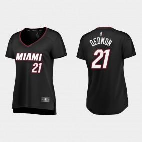 Miami Heat Dewayne Dedmon #21 Fast Break Icon Edition Women's T-shirt Black