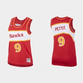 Women's Atlanta Hawks Bob Pettit #9 Hardwood Classics Jersey Red