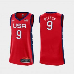 Women USA Basketball #9 A'ja Wilson 2020 Summer Olympics Jersey Red