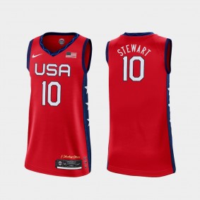 USA Women's Basketball #10 Breanna Stewart 2021 Tokyo Olympics Jersey Red