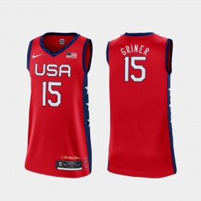 Women USA Basketball #15 Brittney Griner 2020 Summer Olympics Jersey Red