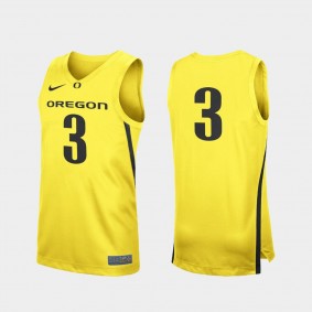 Oregon Ducks #3 Yellow Replica Jersey