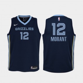 Youth Memphis Grizzlies #12 Ja Morant 2020-21 Icon Jersey Navy