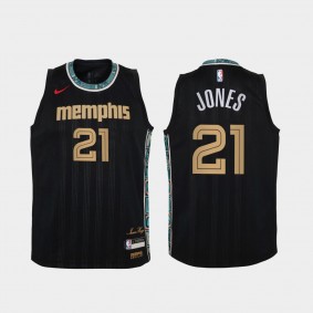 Youth Memphis Grizzlies #21 Tyus Jones 2020-21 City Jersey Black