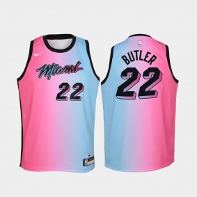 Youth Miami Heat #22 Jimmy Butler 2020-21 City Jersey Blue Pink