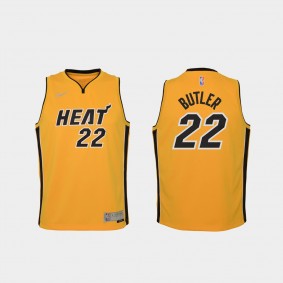 Youth Miami Heat #22 Jimmy Butler 2021 Earned Edition Jersey Yellow