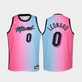 Youth Miami Heat #0 Meyers Leonard 2020-21 City Jersey Blue Pink