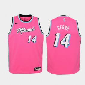 Youth Miami Heat #14 Tyler Herro Earned Swingman Jersey - Pink