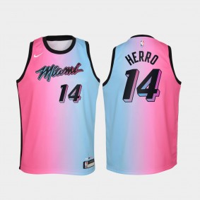 Youth Miami Heat #14 Tyler Herro 2020-21 City Jersey Blue Pink