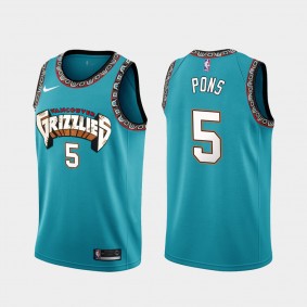 Yves Pons Memphis Grizzlies Teal 2021-22 Classic Edition Jersey