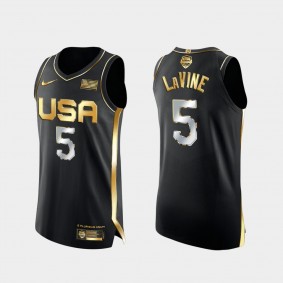 USA Basketball Zach LaVine Black 16X Olympic Champs Jersey Golden Authentic